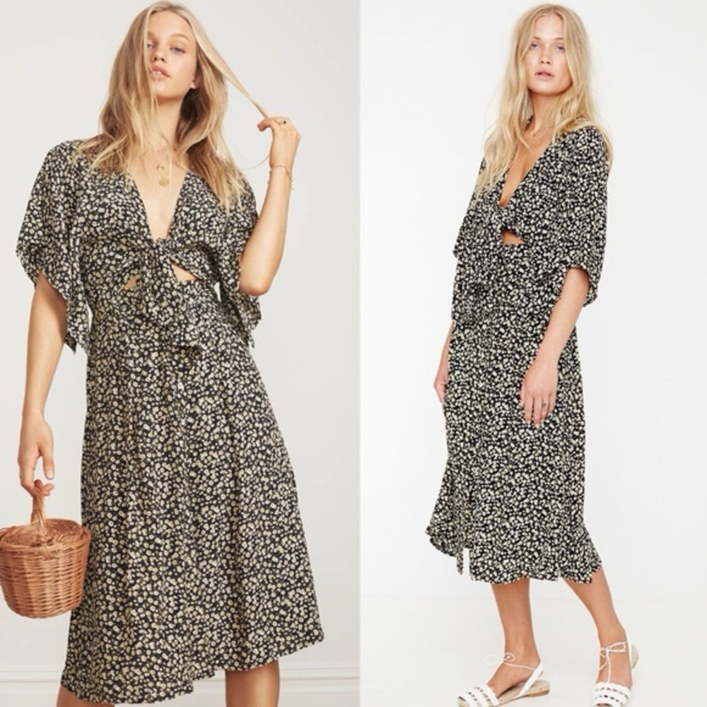 Faithfull the Brand Black Floral Midi Dress - Picture 2 of 7